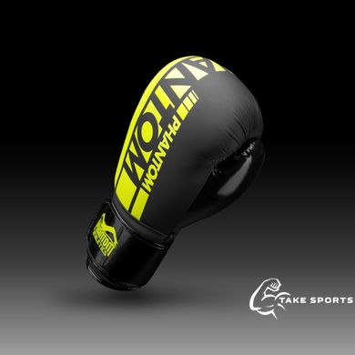 Боксерские перчатки Phantom APEX Elastic Neon Black/Yellow 16 унций