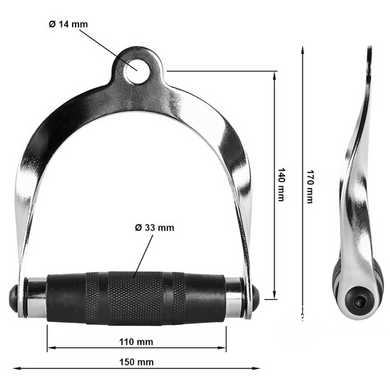 Ручка York Fitness для тяги с резиновой рукояткой, хром