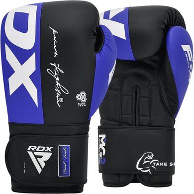 Боксерские перчатки RDX F4 Boxing Sparring Gloves Hook&Loop BLUE/BLACK 16 унций (капа в комплекте)