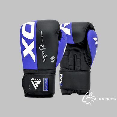 Боксерские перчатки RDX F4 Boxing Sparring Gloves Hook&Loop BLUE/BLACK 16 унций (капа в комплекте)