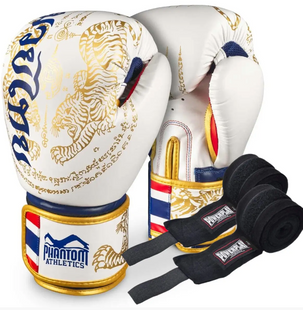 Боксерские перчатки Phantom Muay Thai Gold Limited Edition 16 унций (бинты в подарок)