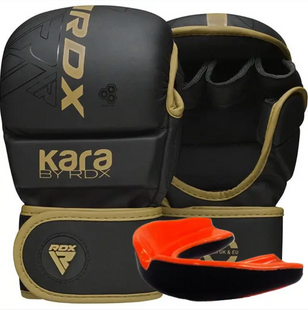 Перчатки ММА RDX F6 KARA Matte Gold Plus L/XL (капа в комплекте)