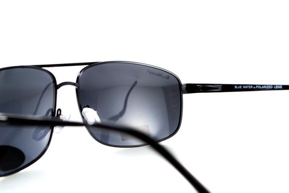 Окуляри поляризаційні BluWater Navigator-2 Polarized (gray), чорні в металевій оправі