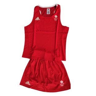 Женская форма для занятий боксом Olympic Woman GBR шорты-юбка + майка | красная | ADIDAS ADIAIBA20TW ADIAIBA20SKW