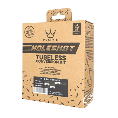 Набор для бескамерки Peaty's Holeshot Tubeless Conversion Kit, Enduro / DH, 30mm лента / 42mm ниппели / 240ml герметик