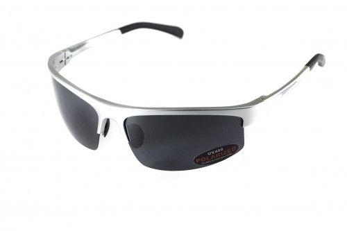 Окуляри поляризаційні BluWater Alumination-5 Silver Polarized (gray) чорні в сріблястій оправі