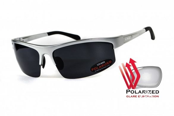 Окуляри поляризаційні BluWater Alumination-5 Silver Polarized (gray) чорні в сріблястій оправі