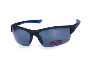 Окуляри поляризаційні BluWater Daytona-1 Polarized (gray) чорні в чорно-синій оправі