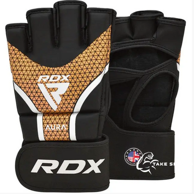 Рукавиці для ММА RDX AURA PLUS T-17 Black Golden L (капа у комплекті)