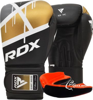 Боксерские перчатки RDX F7 Ego Black Golden 12 унций (капа в комплекте)