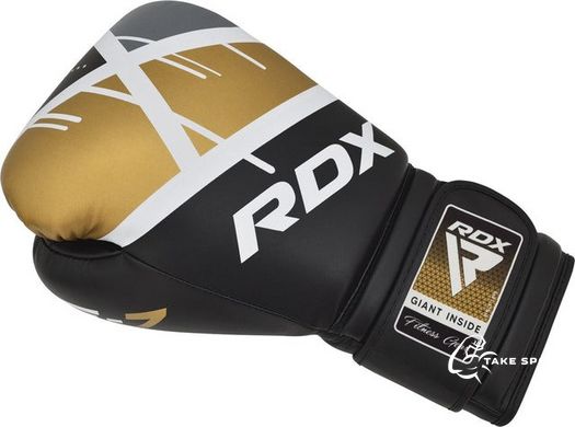 Боксерские перчатки RDX F7 Ego Black Golden 12 унций (капа в комплекте)