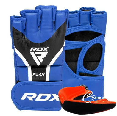 Перчатки ММА RDX AURA PLUS T-17 Blue/Black XL (капа в комплекте)