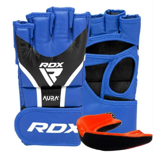 Перчатки ММА RDX AURA PLUS T-17 Blue/Black S (капа в комплекте)