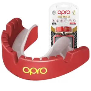 Капа OPRO Gold Braces под брекеты взрослая (возраст 11+) Red/Pearl (art.102506003) купить