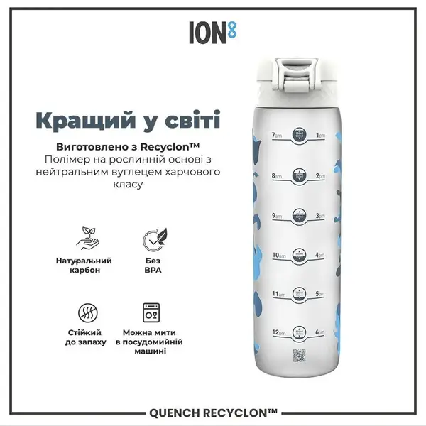 Бутылка для воды ION8 1000мл. BPA Free, Times To Drink, (ЭКО бутылка) BPA Free, Camo купить недорого в Украине, фото 6