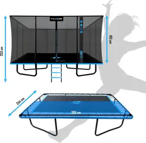 Батут THUNDER OUTSIDE PHENOM с наружной сеткой 8 х 12 футов черно-голубой купить