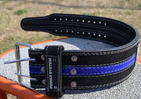Пояс для пауерліфтингу Power System PS-3800 PowerLifting шкіряний Black/Blue Line M купити недорого в Україні, фото 10