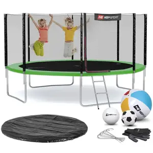 Батут Hop-Sport 14ft (427см) зелений із зовнішньою сіткою купити
