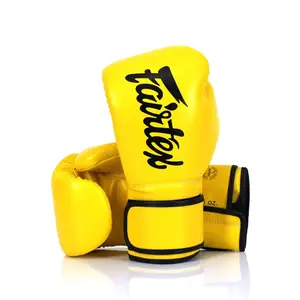 Боксерские перчатки Fairtex BGV14 Yellow 14 унций (бинты в комплекте) купить