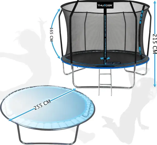 Батут THUNDER INSIDE ELITE с внутренней сеткой 8 футов 255 см черно-голубой купить недорого в Украине, фото 2