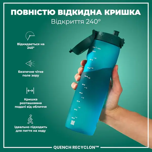 Пляшка для води ION8 1000 мл. (ЕКО пляшка) BPA Free, Aqua купити недорого в Україні, фото 3