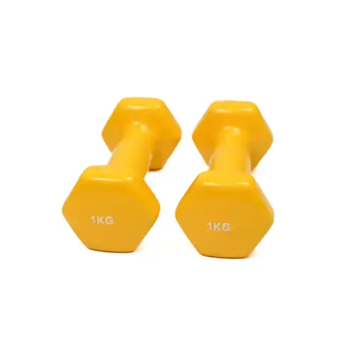 Гантель для фитнеса с виниловым покрытием Generation Fitness FF51D3A-1kg (желтый) купить недорого в Украине, фото 4