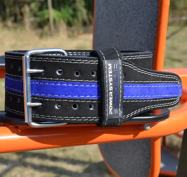 Пояс для пауерліфтингу Power System PS-3800 PowerLifting шкіряний Black/Blue Line M купити недорого в Україні, фото 7