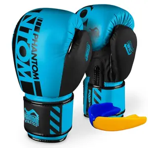 Боксерские перчатки Phantom APEX Neon Blue 12 унций (капа в подарок) купить
