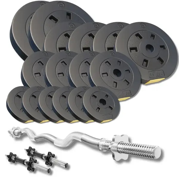 Набір зі штангою та гантелями Besport PowerPro 66 кг з w-подібним грифом 120 см купити