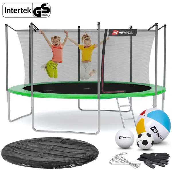 Батут Hop-Sport 14ft (427см) зеленый с внутренней сеткой. купить