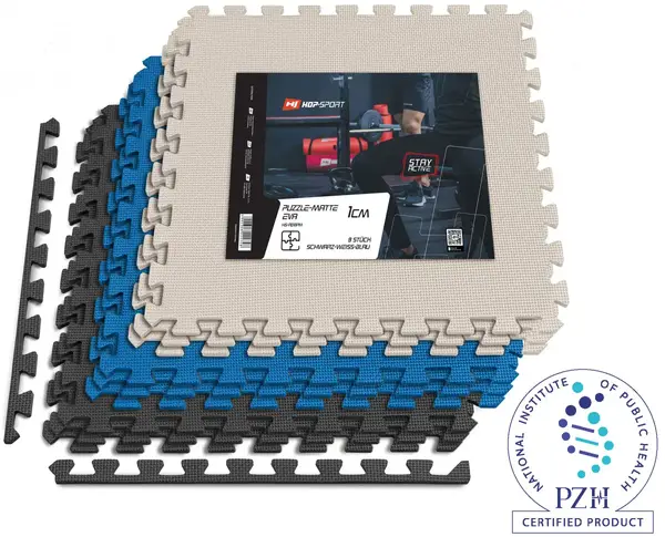 Мат-пазл Hop-Sport EVA 1см HS-A010PM - 9 частин чорний/білий/синій купити недорого в Україні, фото 6
