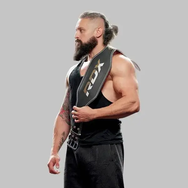 Пояс для важкої атлетики RDX 4 шкіряний Black Gold M купити недорого в Україні, фото 5