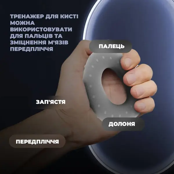 Эспандер кистевой силиконовый PowerPlay PP-4338 Hand Grip Large 25 кг. Серый купить недорого в Украине, фото 7