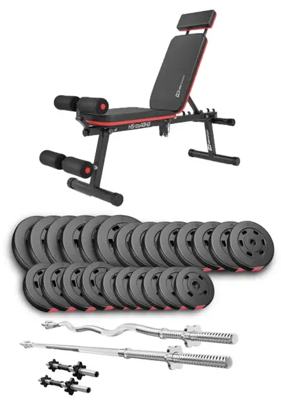 Набор Hop-Sport Premium 135 кг со скамьей HS-2040 HB, штангами и гантелями. купить