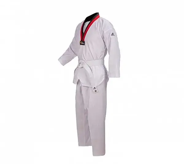Добок для Тхеквондо ADI-START з ліцензією WT із червоно-чорним коміром | білий 150 | ADIDAS ADITS01 купити недорого в Україні, фото 2