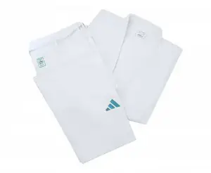 Кимоно для дзюдо Champion III Olympic Slim Fit с лицензией IJF белый/голубой логотип ADIDAS J-IJF3-L купить