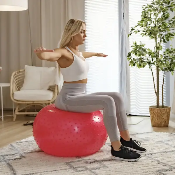 Фітбол масажний Hop-Sport 65см червоний + насос купити недорого в Україні, фото 6