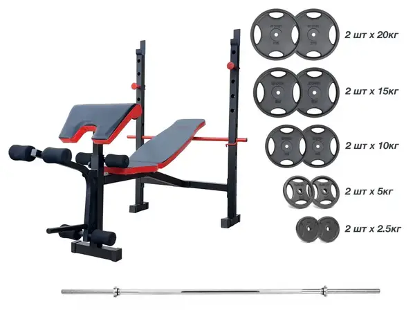 Лава для жима универсальная ReadMeBlack + штанга с металлическими дисками 105 кг RN-Sport купить