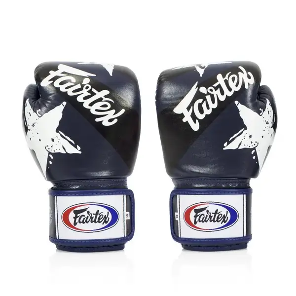 Боксерські рукавиці Fairtex BGV1 Nation Print Blue 12 унцій (бинти в комплекті) купити недорого в Україні, фото 2