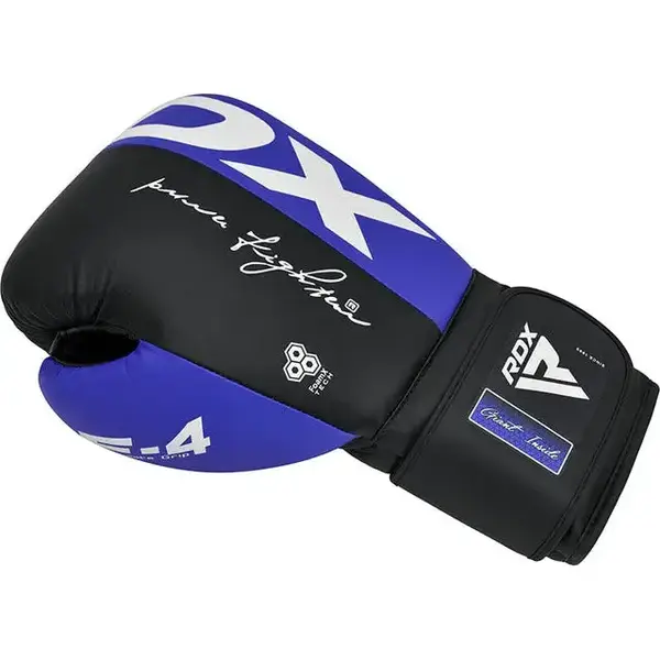 Боксерські рукавиці RDX F4 Boxing Sparring Gloves Hook&Loop BLUE/BLACK 16 унцій (капа у комплекті) купити недорого в Україні, фото 3