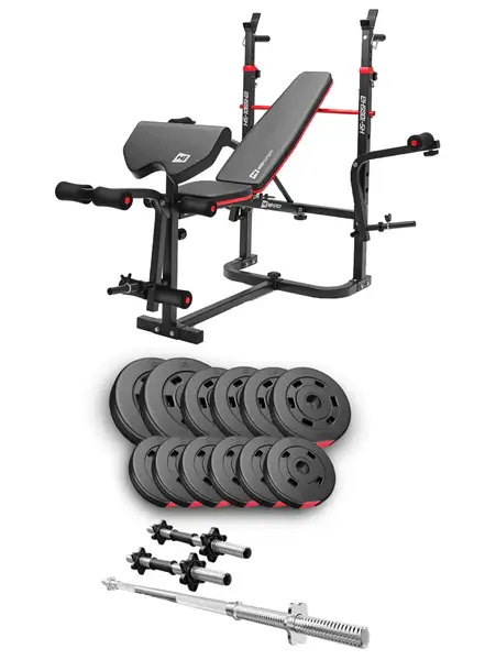 Набор Hop-Sport Premium 38 кг со скамьей HS-1065HB Pro, штангами и гантелями. купить