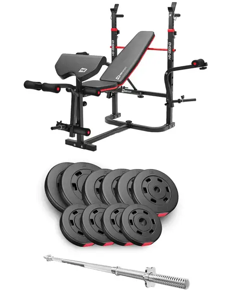 Набор Hop-Sport Premium 59 кг со скамьей HS-1065HB Pro и штангой купить