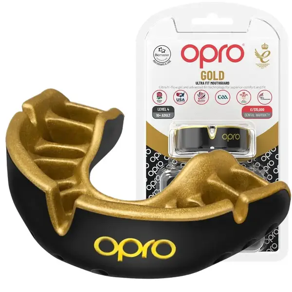 Капа OPRO Gold дитяча (вік до 10р.) Black/Gold (art.102505001) купити