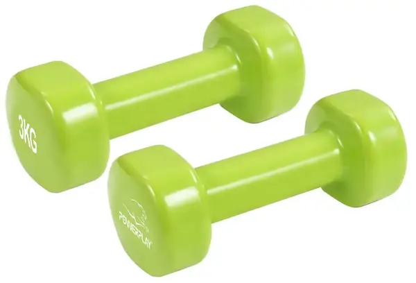 Гантели виниловые PowerPlay 4125 Achilles 2*3 кг. Зеленые (пара – 2шт.) + Резинка для фитнеса 7,5кг купить недорого в Украине, фото 6