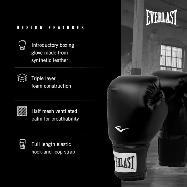 Боксерські рукавиці Everlast PROSTYLE 2 BOXING GLOVE чорний Уні 16 унцій купити недорого в Україні, фото 3
