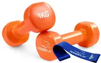 Гантели виниловые PowerPlay 2*1 кг. PP_4103 Оранжевые (2шт. - пара) + Резинка для фитнеса 7,5кг купить