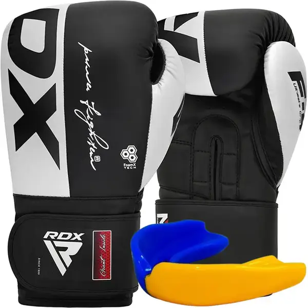 Боксерські рукавиці RDX F4 Boxing Sparring Gloves Hook&Loop WHITE/BLACK 14 унцій (капа у комплекті) купити