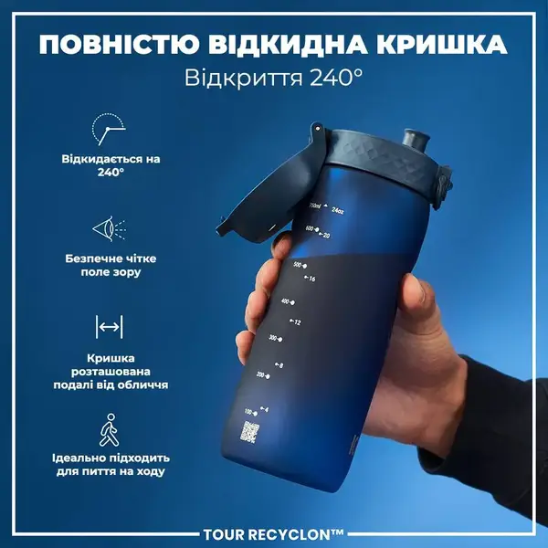 Бутылка для воды ION8 750 мл. (ЭКО бутылка) BPA Free, Navy купить недорого в Украине, фото 3