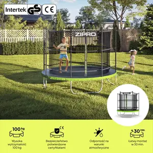 Батут Zipro Jump Pro с внутренней сеткой 6 футов 183 см черно-зеленый купить