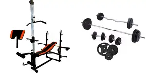 Лава для жима с тягой + 4 грифа + Металлические диски RN-Sport 65кг купить